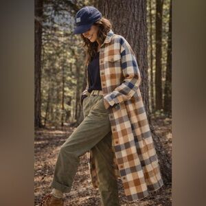 Outerknown Plaid Long Coat in Sahara Desert Plaid size Small